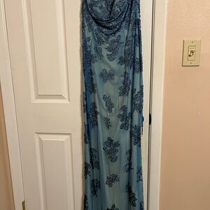 Elegant Blue Lace Gown